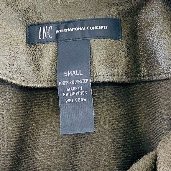 Womens S INC International Concepts Ruffled Jacket Kelp Green Faux Suede - Picture 4 of 6